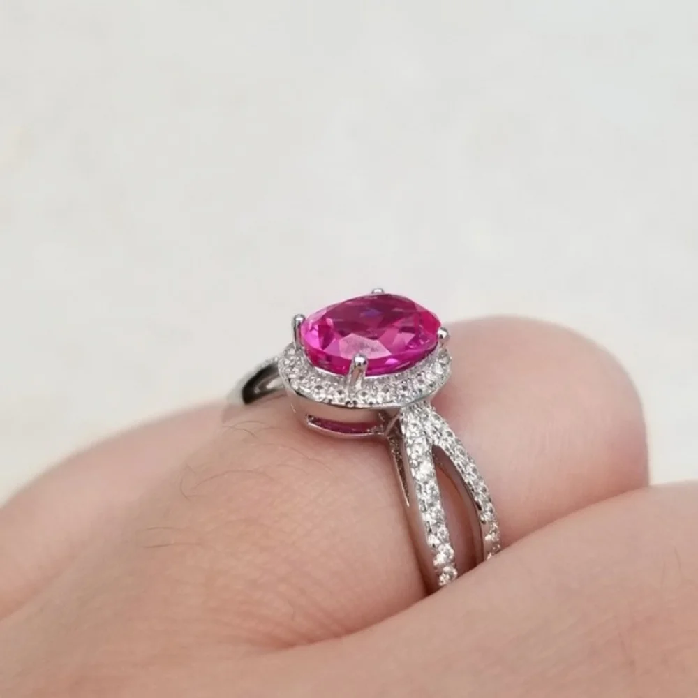 1.75ct Lab Created Pink Sapphire Ring - Picture 6 of 8